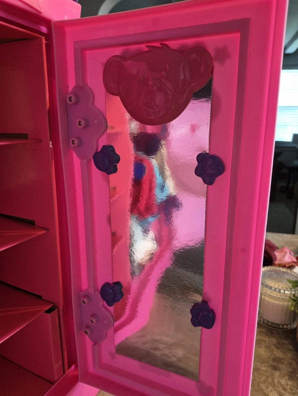 Pink Children's Wardrobe Storage Organizer - Compact Doll Closet